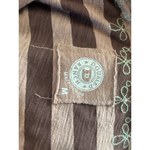 Double D Ranch Women’s Sz Medium Long Sleeve Brown Shirt Turquoise Embroidery - Picture 7 of 7